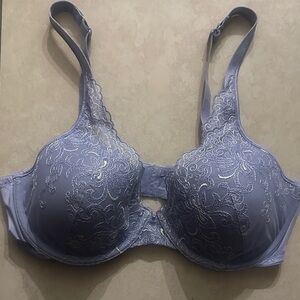 Playtex Secrets Bra 38C Gray Underwire US4513 Lifts Supports light blue